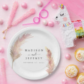 Assiettes En Carton Mariage minimaliste Pampas broussailleux (Fête)
