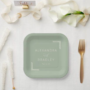 Assiettes En Carton Mariage Minimaliste Serene Sage
