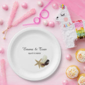 Assiettes En Carton Mariage minimaliste sur la plage (Fête)