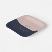 Assiettes En Carton Mariage Moderne Bleu Nuit Rose (Angulaire)