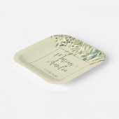 Assiettes En Carton Mariage Moderne Crème et Eucalyptus (Angulaire)