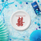 Assiettes En Carton Mariage moderne Double Bonheur (Fête)