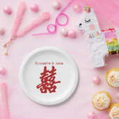 Assiettes En Carton Mariage moderne Double Bonheur (Fête)