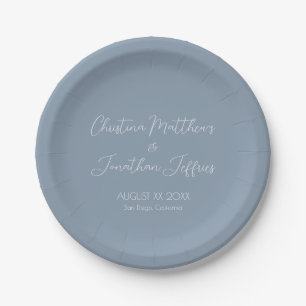 Assiettes En Carton Mariage moderne et élégant Dusty Blue