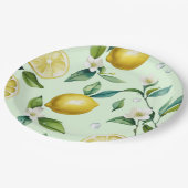 Assiettes En Carton Mariage moderne jaune citron floral script (Angle)