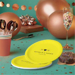 Assiettes En Carton Mariage Moderne Minimaliste Rond Jaune Clair 18 cm