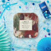 Assiettes En Carton Mariage moderne moderne Abstrait rouge vert (Fête)