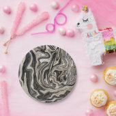 Assiettes En Carton Mariage Moderne Noir Blanc & Or Chic Tourbillon (Fête)