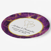 Assiettes En Carton Mariage moderne violet et or marbre Abstrait (Angle)