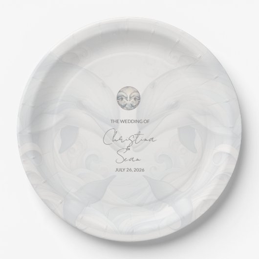 Assiettes En Carton Mariage moderne Whimsy Dolphin (Devant)