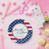 Assiettes En Carton Mariage Monogram Custom USA American Drapeau (Fête)