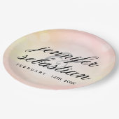 Assiettes En Carton Mariage monogramme clair Pink Bokeh (Angle)