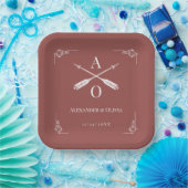 Assiettes En Carton Mariage Monogramme et Flèches en terre cuite (Fête)