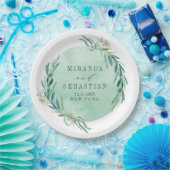 Assiettes En Carton Mariage monogramme Eucalyptus frais (Fête)