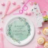 Assiettes En Carton Mariage monogramme Eucalyptus frais (Fête)