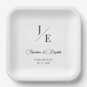 Assiettes En Carton Mariage monogramme minimal | BLANCHE (Recto)