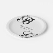 Assiettes En Carton Mariage Monogramme noir et blanc (Angle)