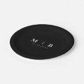 Assiettes En Carton Mariage monogramme simple B/W (Angle)