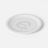 Assiettes En Carton Mariage Monogramme vert Sage moderne (Angle)