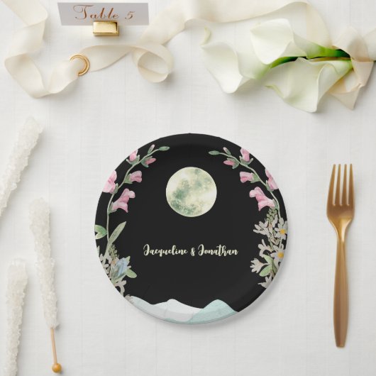 Assiettes En Carton Mariage Moon Mountain Fleur sauvage d'aquarelle pe (Mariage)