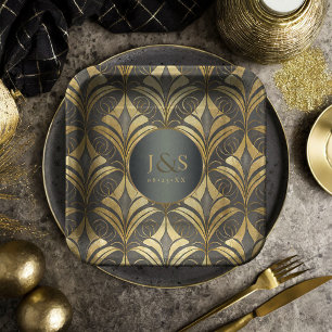 Assiettes En Carton Mariage Motif Glam Art Deco ID1033