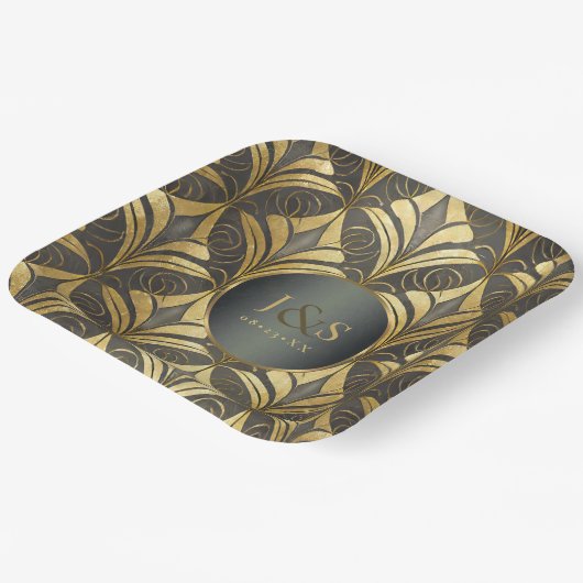Assiettes En Carton Mariage Motif Glam Art Deco ID1033 (Angulaire)