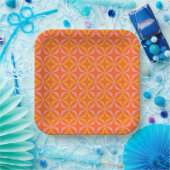 Assiettes En Carton Mariage Motif moderne orange et jaune (Fête)