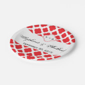 Assiettes En Carton Mariage Motif Monogram Red Quatrefoil (Angle)