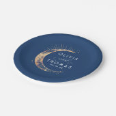 Assiettes En Carton Mariage mystique bleu et or de la marine céleste (Angle)