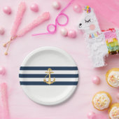 Assiettes En Carton Mariage nautique Ancre d'or (Fête)