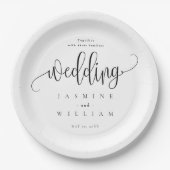 Assiettes En Carton Mariage noir et blanc (Devant)