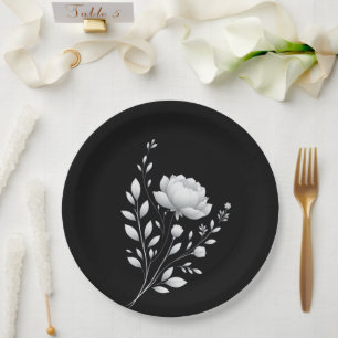 Assiettes En Carton Mariage noir et blanc moderne