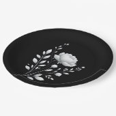 Assiettes En Carton Mariage noir et blanc moderne (Angle)