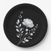 Assiettes En Carton Mariage noir et blanc moderne (Devant)