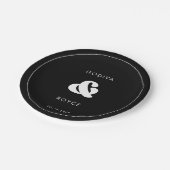 Assiettes En Carton Mariage noir et blanc rétro élégant (Angle)