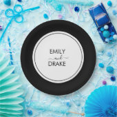 Assiettes En Carton Mariage noir minimaliste et chic (Fête)