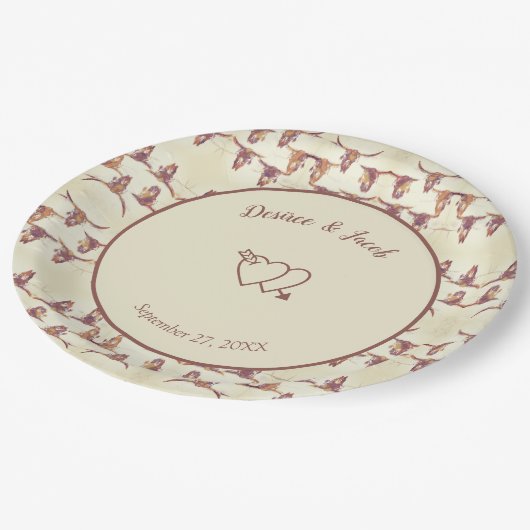 Assiettes En Carton Mariage occidental Bull Skull Beige Brown Pays (Angle)