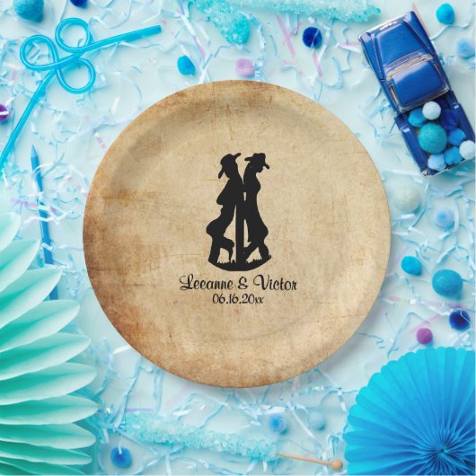Assiettes En Carton Mariage occidental personnalisé (Fête)