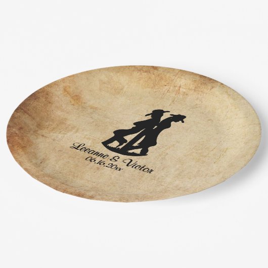 Assiettes En Carton Mariage occidental personnalisé (Angle)