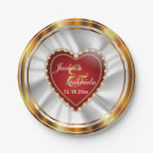 Assiettes En Carton Mariage or et rouge ou anniversaire (Devant)