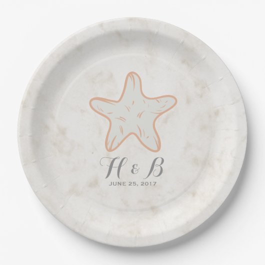 Assiettes En Carton Mariage Orange Rustique Starfish (Devant)