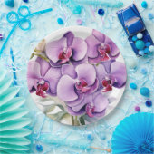 Assiettes En Carton Mariage Orchidées violettes et blanches (Fête)