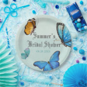 Assiettes En Carton Mariage Papillon Aquarelle Bleu Sarcelle Élégant (Fête)