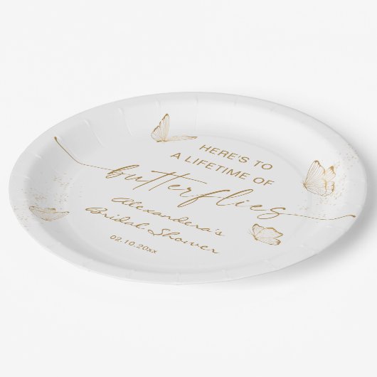 Assiettes En Carton Mariage papillon doré (Angle)