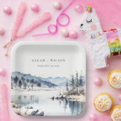 Assiettes En Carton Mariage paysager du lac de la neige d'hiver (Fête)