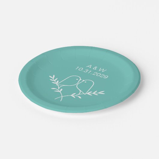 Assiettes En Carton Mariage personnalisé élégant - Date personnalisée (Angle)