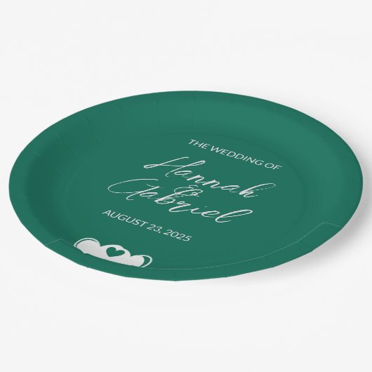 Assiettes En Carton Mariage personnalisé Emerald Green (Angle)