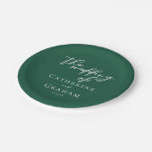Assiettes En Carton Mariage personnalisé Emerald Green White Script (Angle)