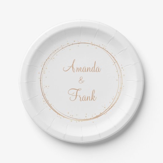Assiettes En Carton Mariage personnalisé Gold Sparkle (Devant)