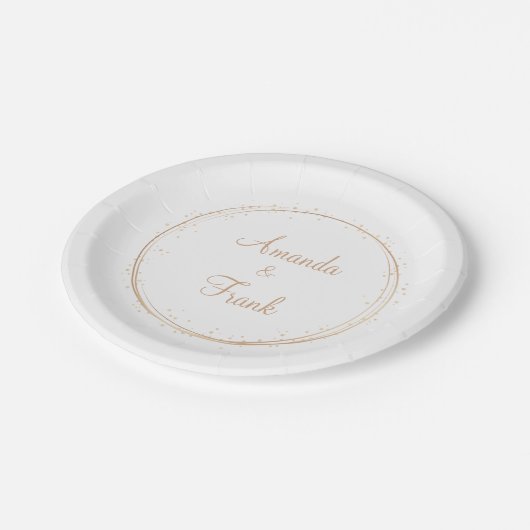 Assiettes En Carton Mariage personnalisé Gold Sparkle (Angle)